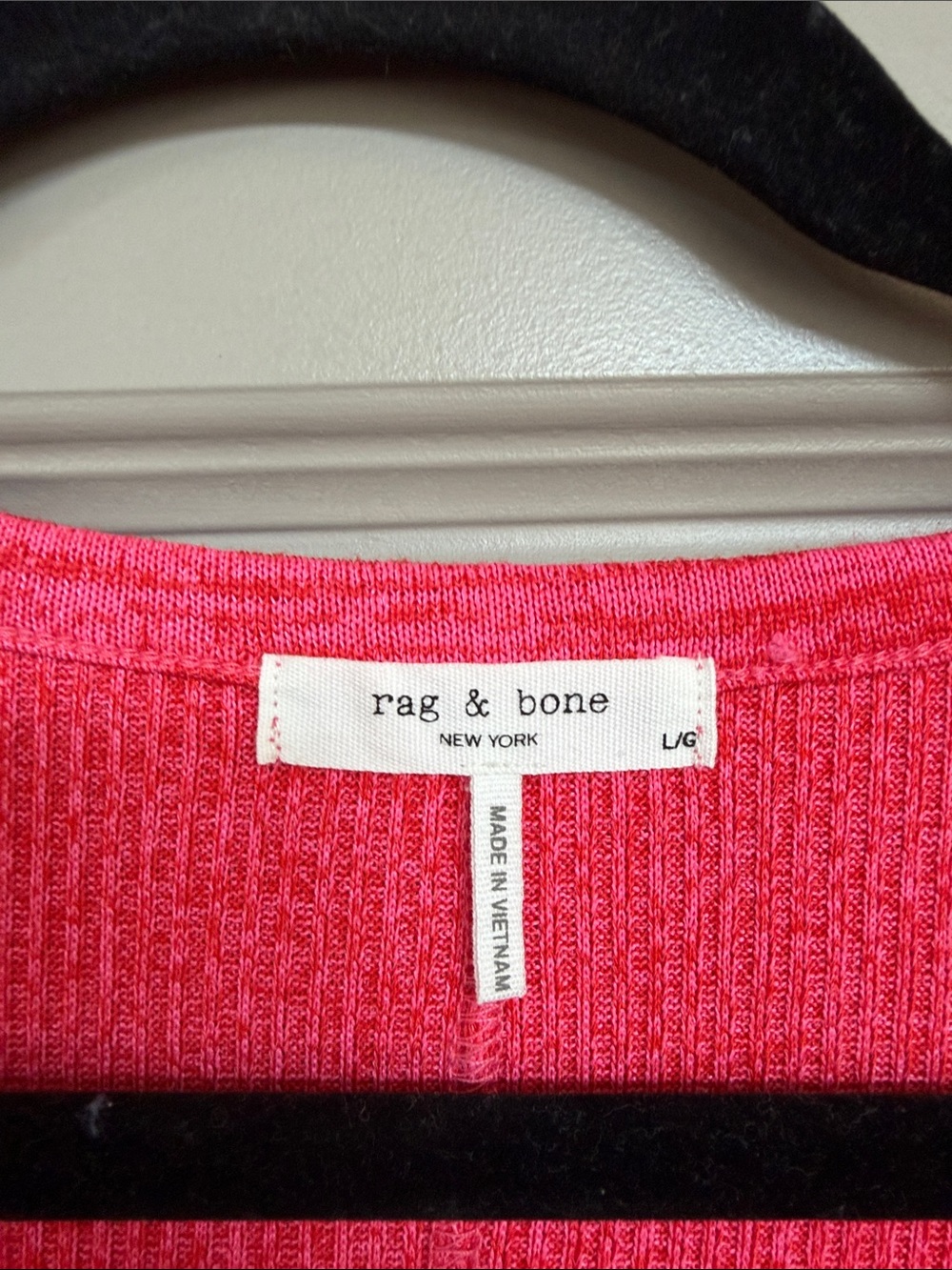 rag & bone Bright Pink Ribbed Button-Front Crop Top - Picture 2 of 5